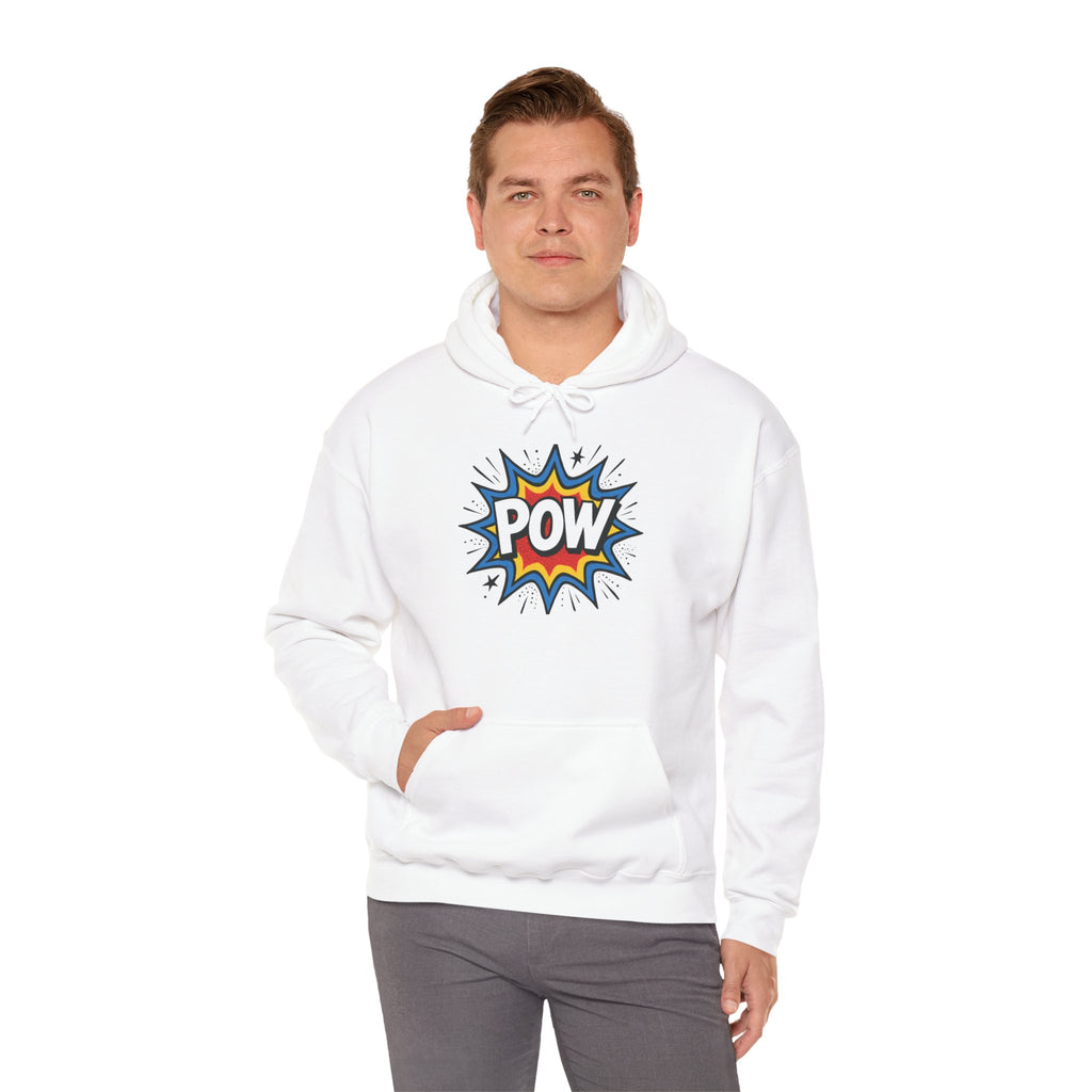 Caffeine Chaos Hoodie — "POW" Comic Front & "Run On: Caffeine, Chaos, Questionable Decisions" Back