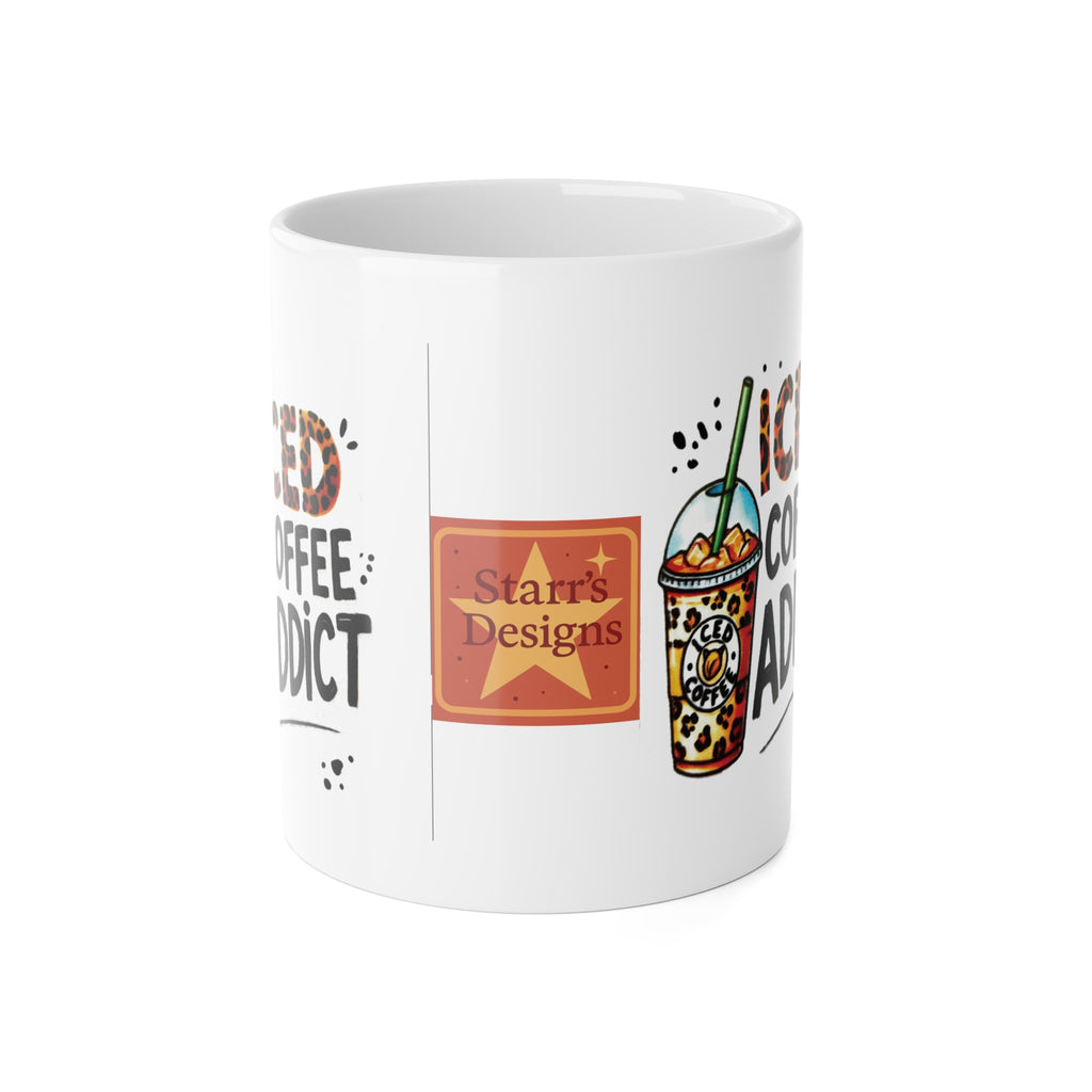Iced Coffee Addict Ceramic Mug — 11oz White Coffee Cup