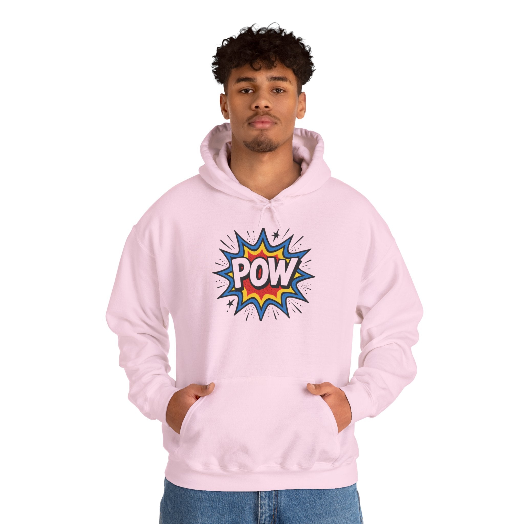 Caffeine Chaos Hoodie — "POW" Comic Front & "Run On: Caffeine, Chaos, Questionable Decisions" Back