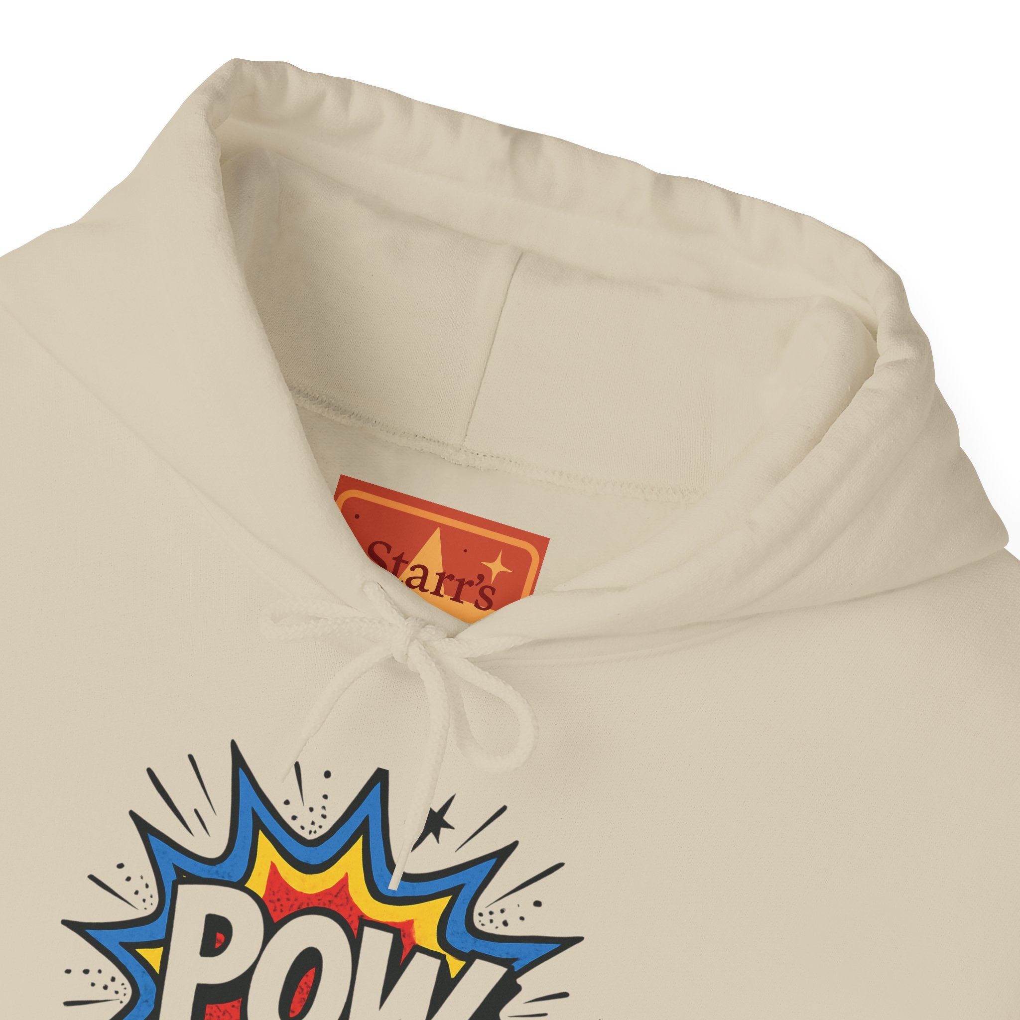 Caffeine Chaos Hoodie — "POW" Comic Front & "Run On: Caffeine, Chaos, Questionable Decisions" Back