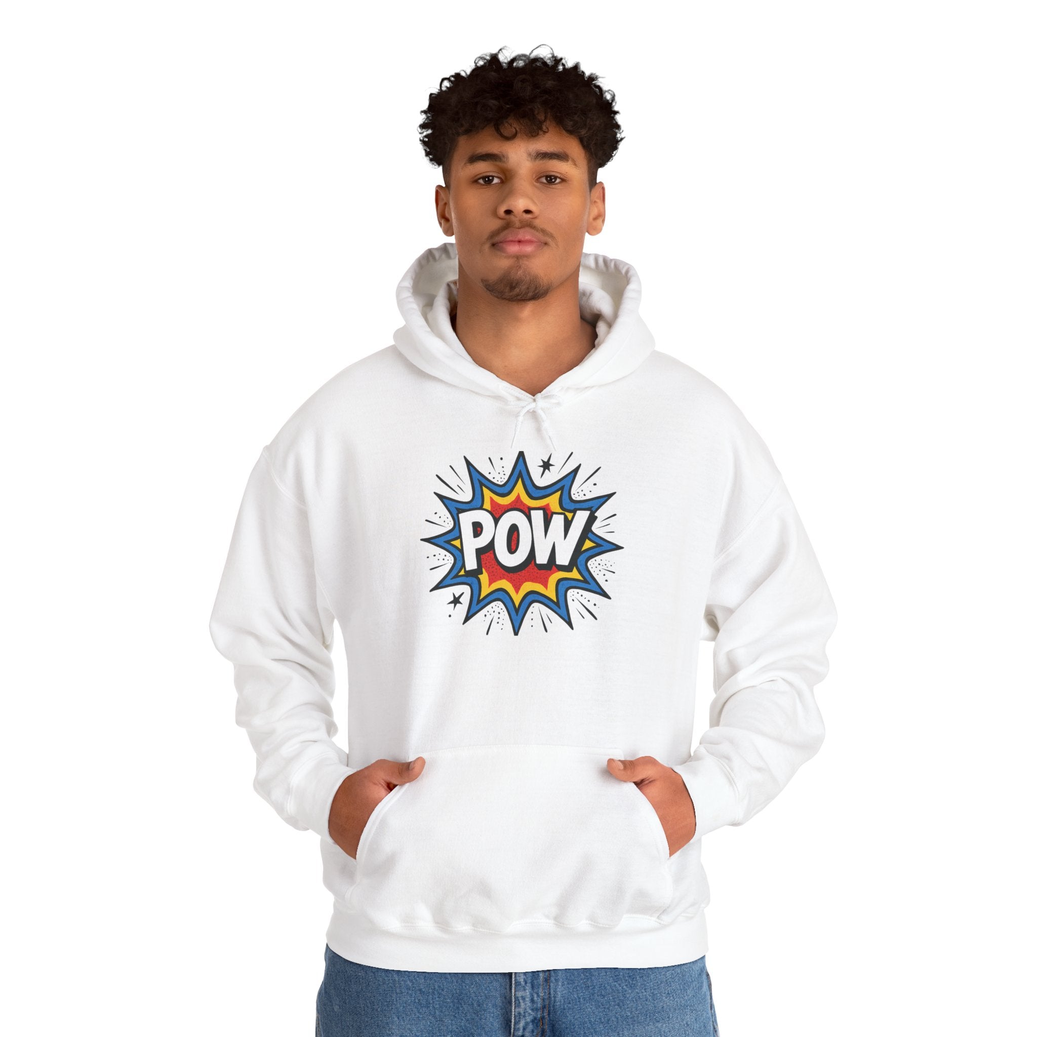 Caffeine Chaos Hoodie — "POW" Comic Front & "Run On: Caffeine, Chaos, Questionable Decisions" Back