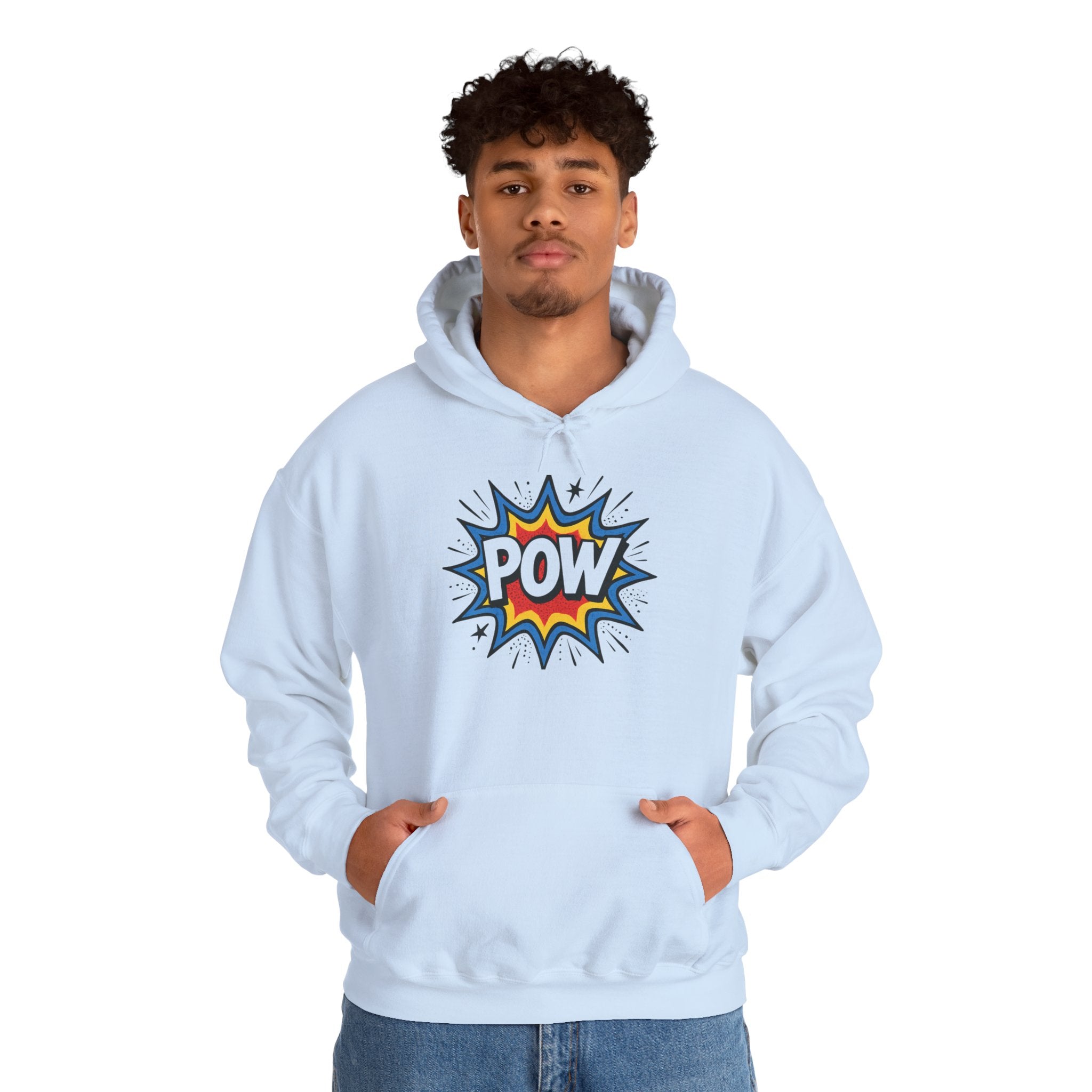 Caffeine Chaos Hoodie — "POW" Comic Front & "Run On: Caffeine, Chaos, Questionable Decisions" Back