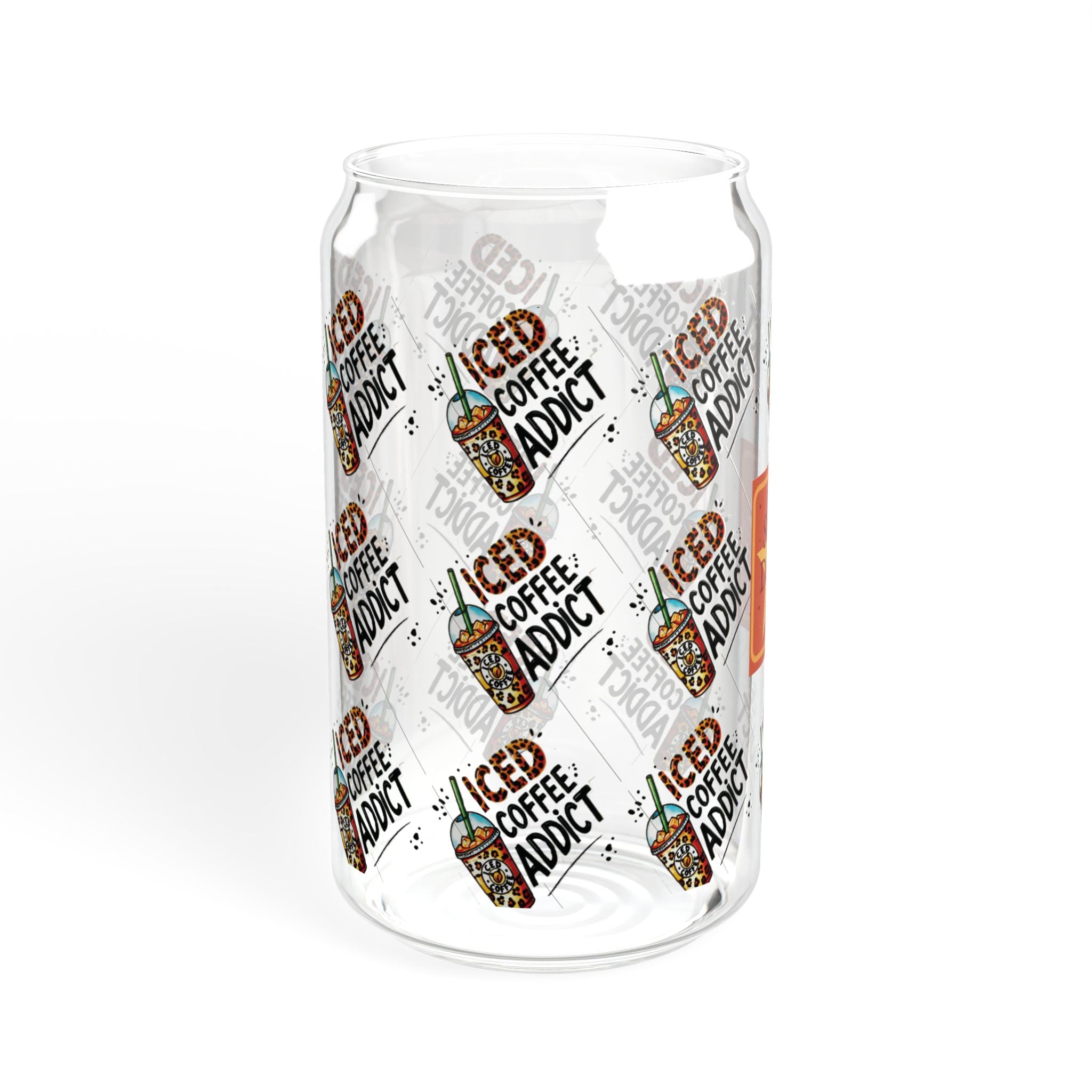 Iced Coffee Addict 16oz Glass Sipper with Bamboo Lid & Straw