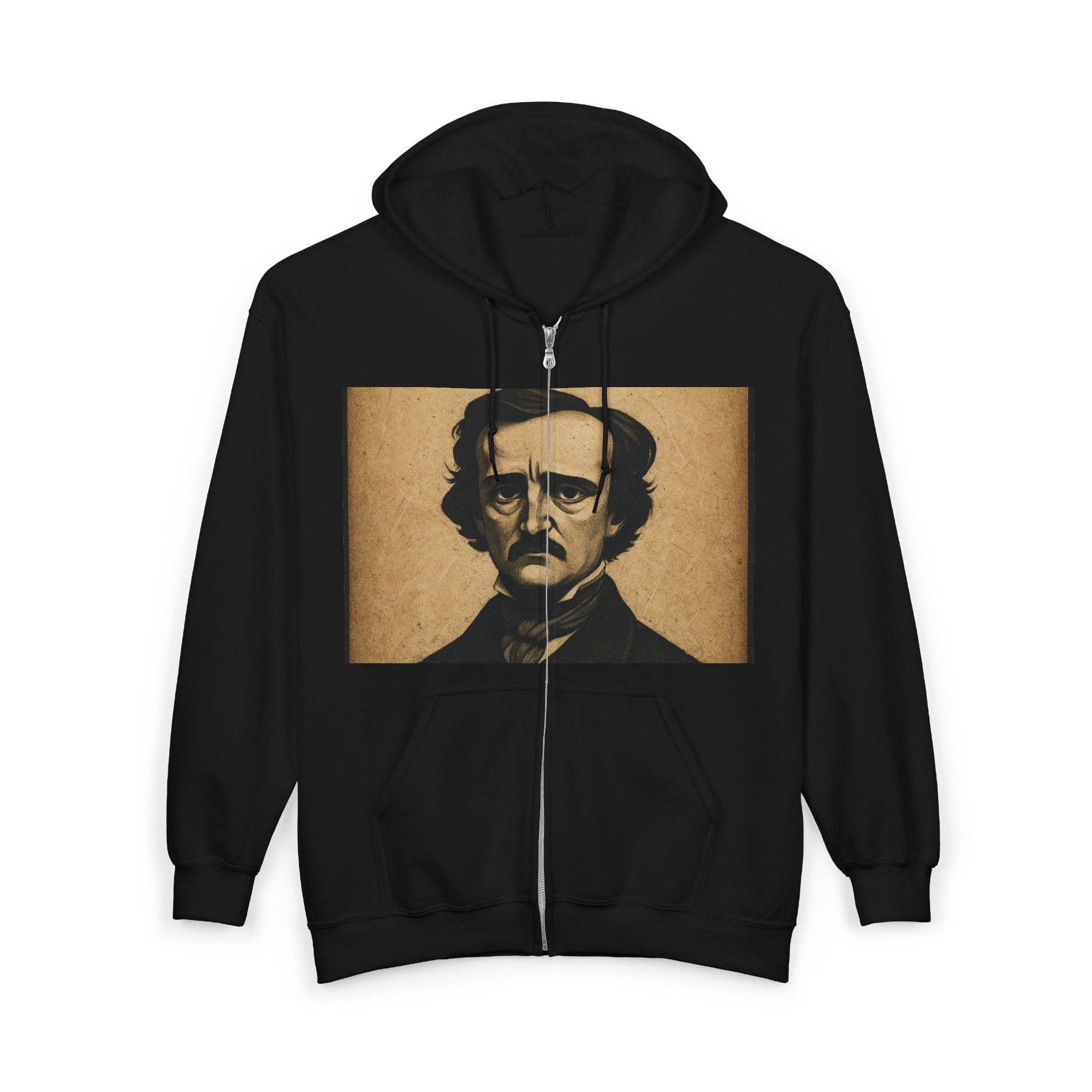Edgar Allan Poe Zip Hoodie — 'All that we see...' Gothic Portrait Sweatshirt