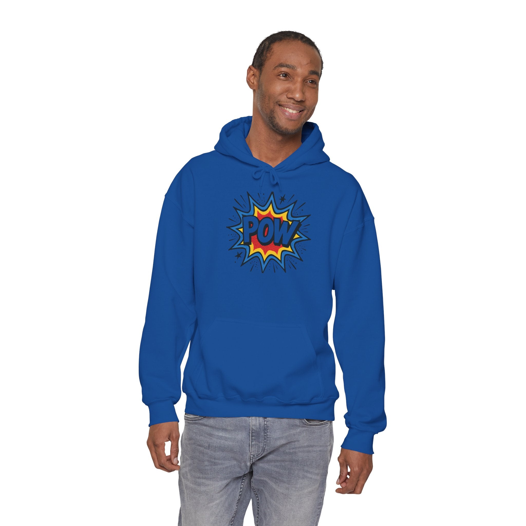 Caffeine Chaos Hoodie — "POW" Comic Front & "Run On: Caffeine, Chaos, Questionable Decisions" Back