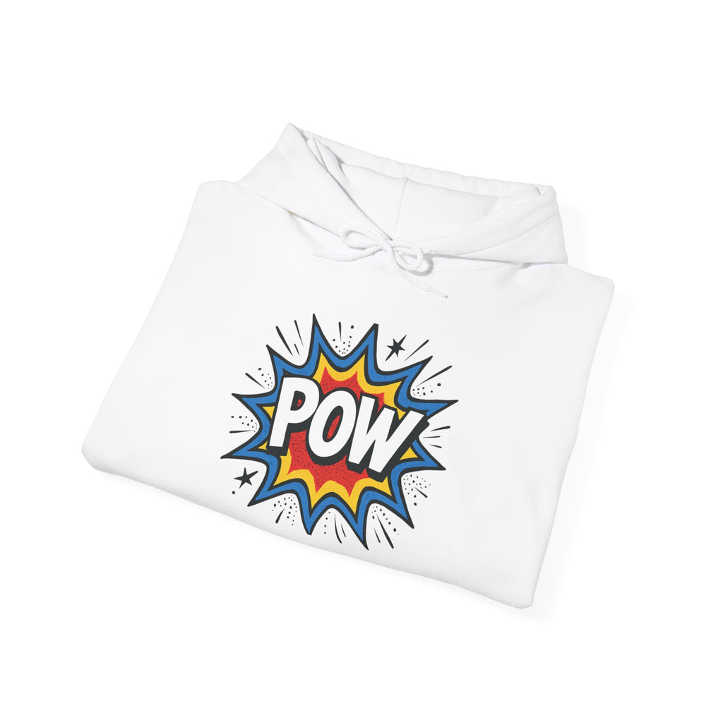 Caffeine Chaos Hoodie — "POW" Comic Front & "Run On: Caffeine, Chaos, Questionable Decisions" Back