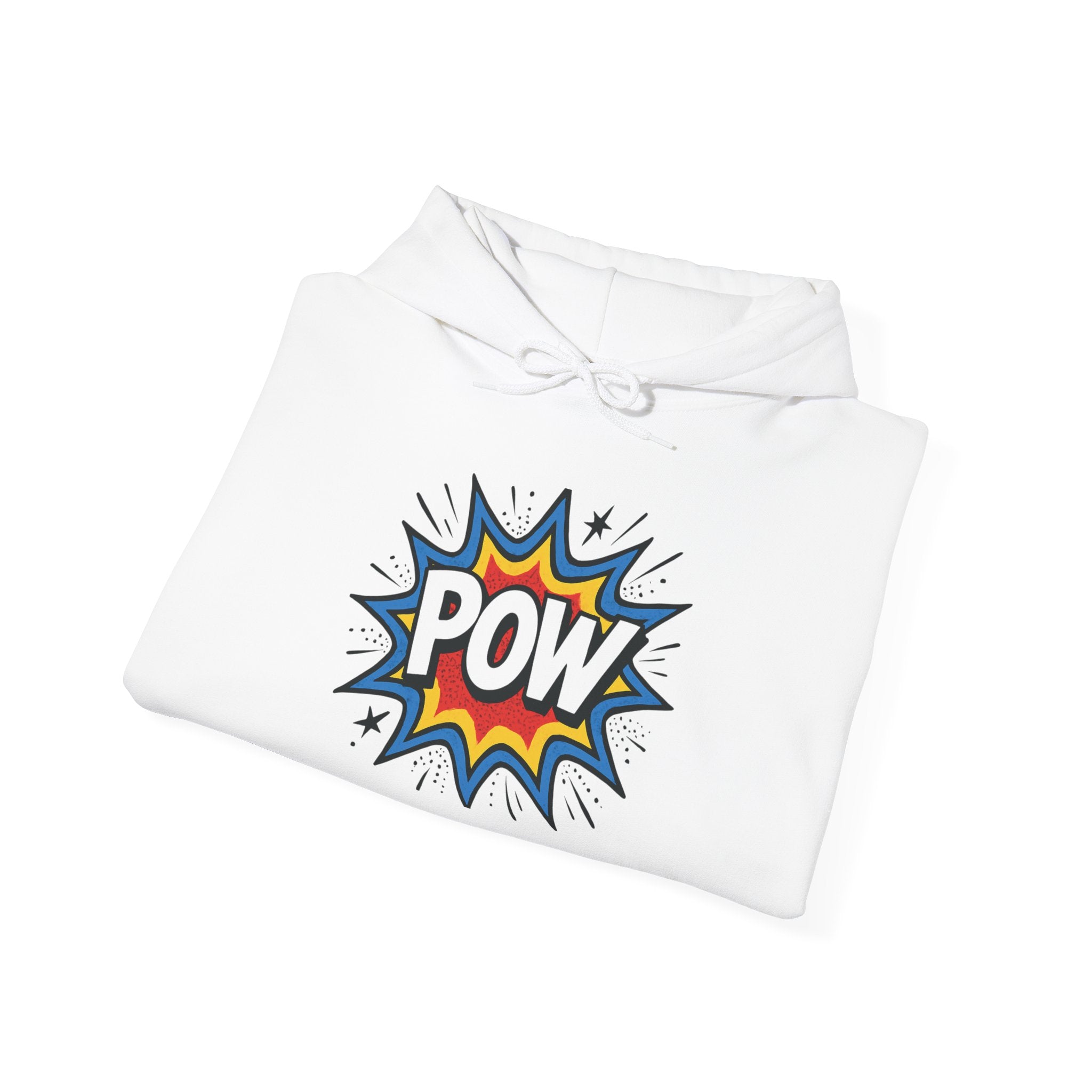 Caffeine Chaos Hoodie — "POW" Comic Front & "Run On: Caffeine, Chaos, Questionable Decisions" Back