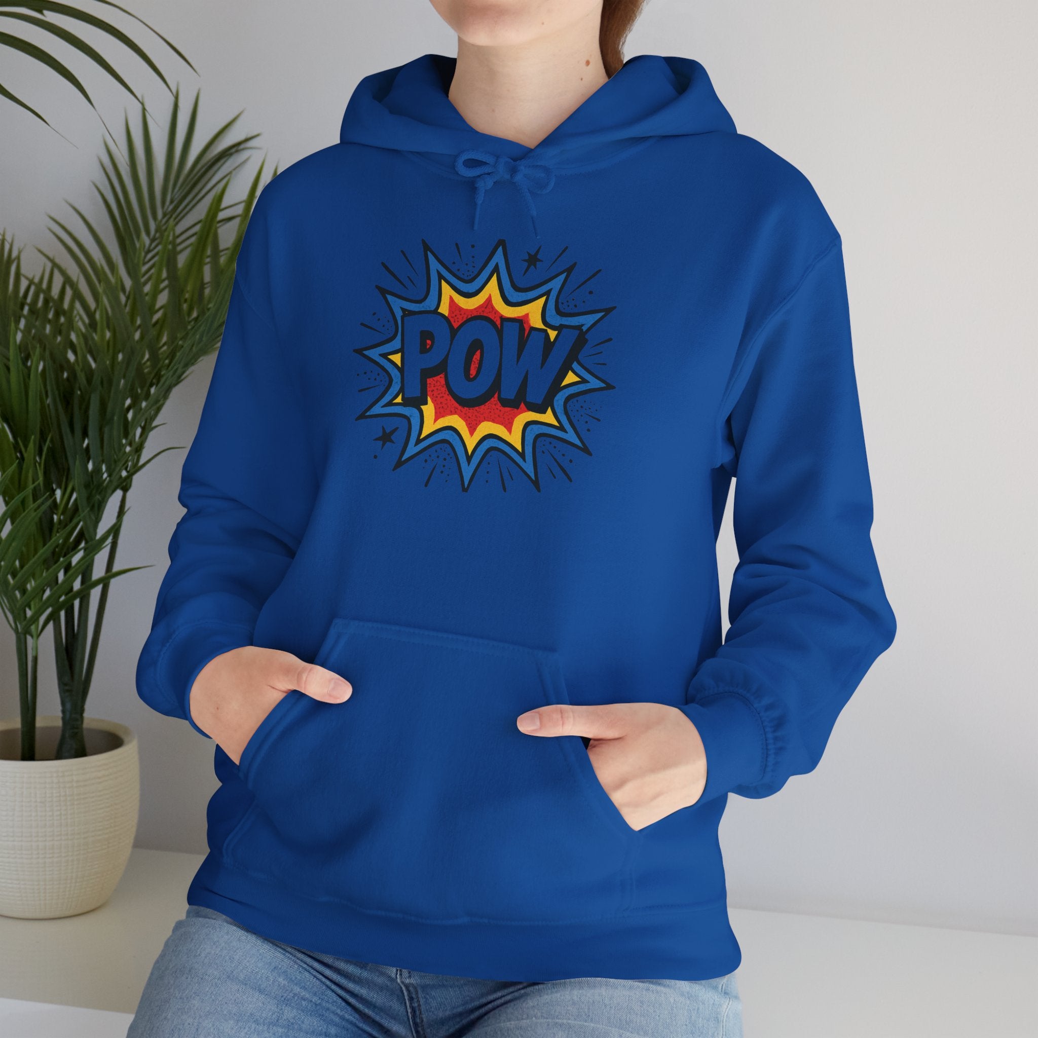 Caffeine Chaos Hoodie — "POW" Comic Front & "Run On: Caffeine, Chaos, Questionable Decisions" Back
