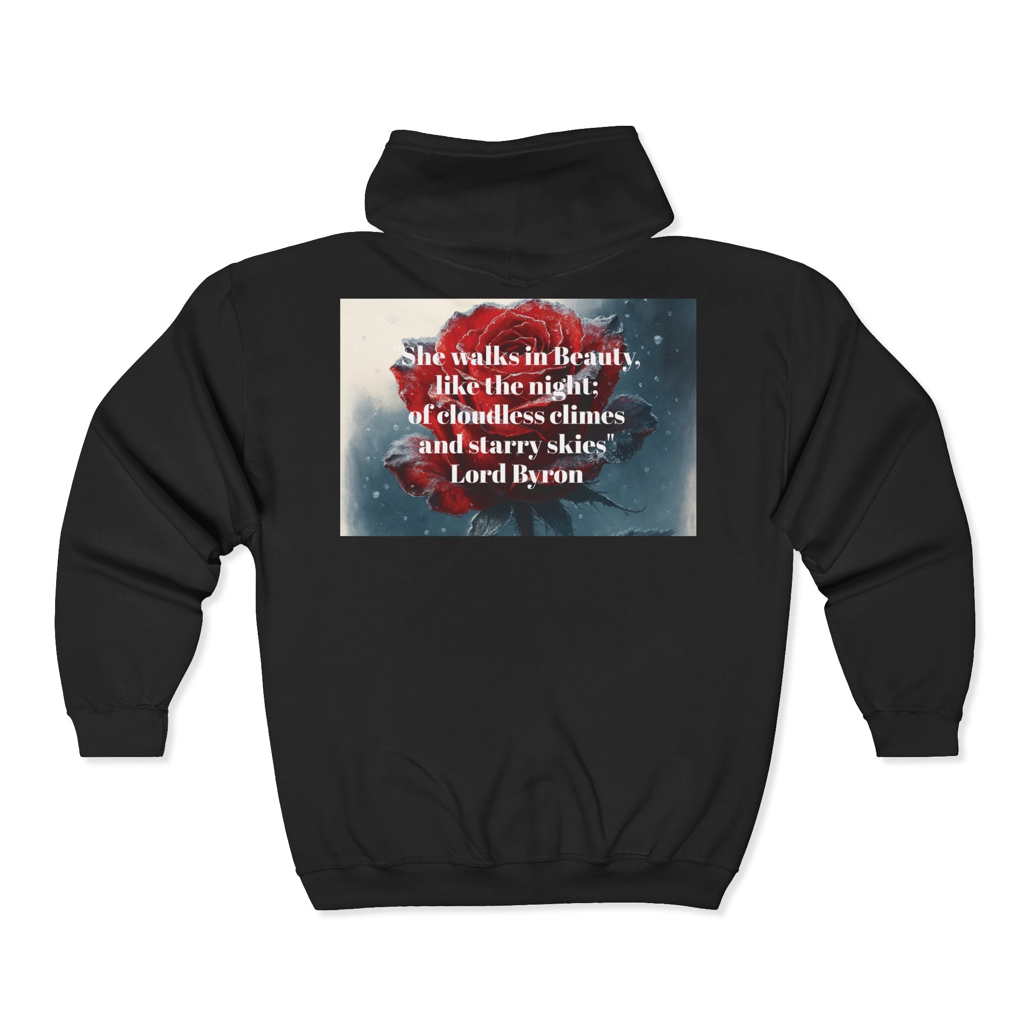 Hoodie — Romantic Lord Byron Quote with Rose Art