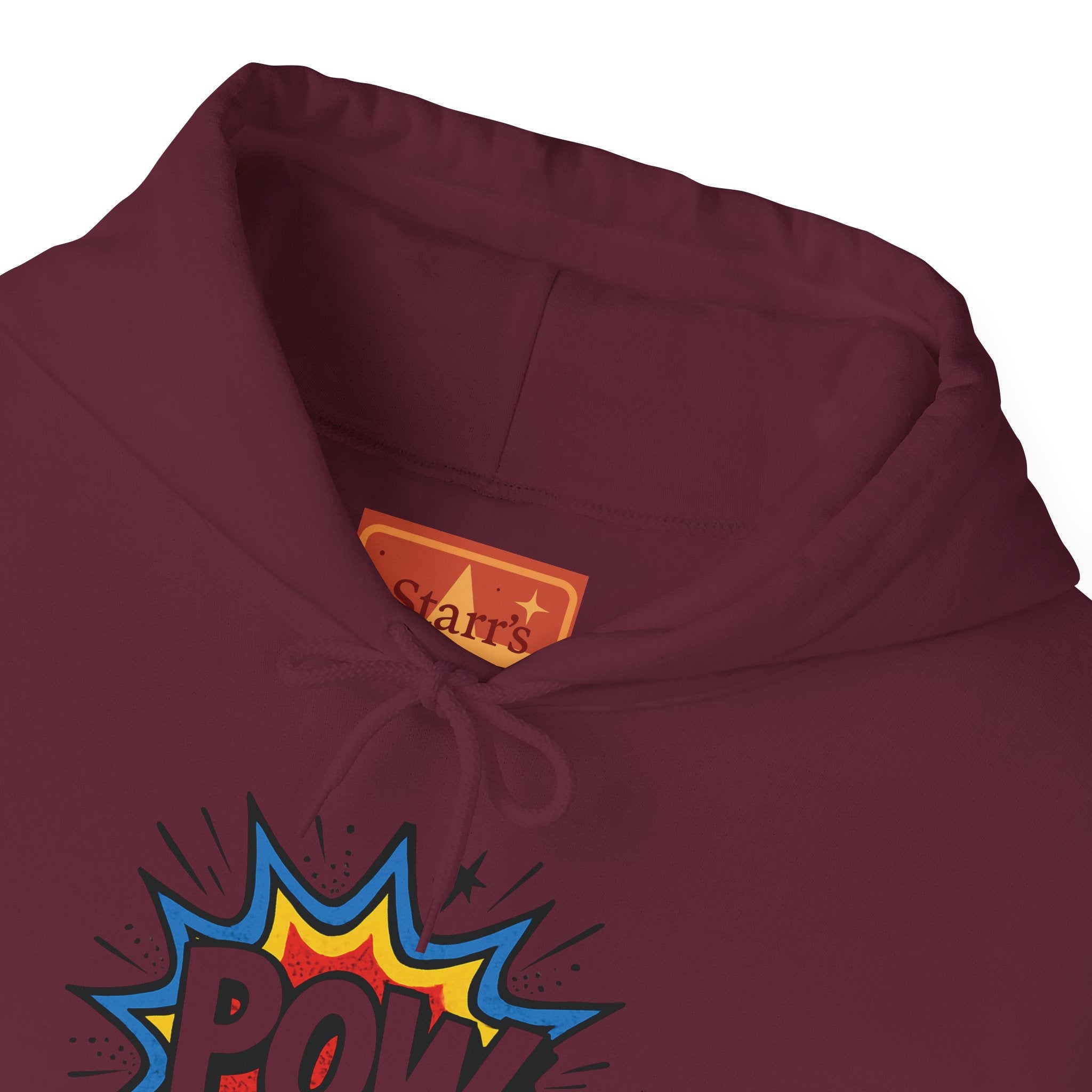 Caffeine Chaos Hoodie — "POW" Comic Front & "Run On: Caffeine, Chaos, Questionable Decisions" Back