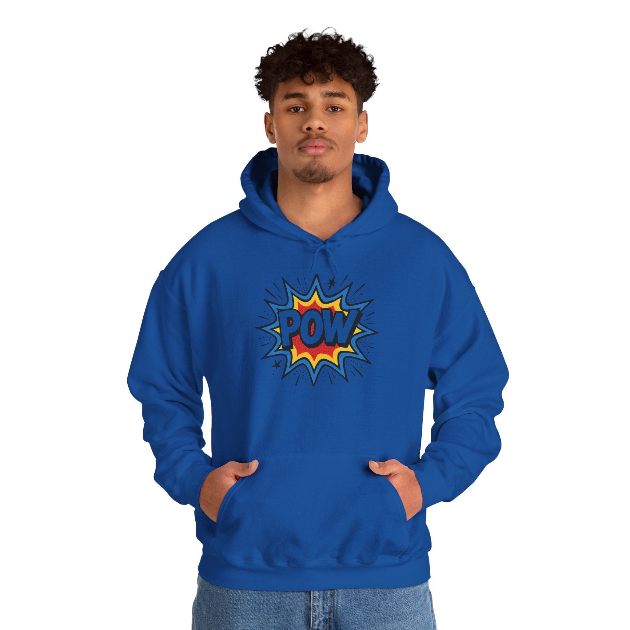 Caffeine Chaos Hoodie — "POW" Comic Front & "Run On: Caffeine, Chaos, Questionable Decisions" Back