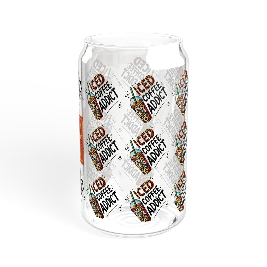 Iced Coffee Addict 16oz Glass Sipper with Bamboo Lid & Straw