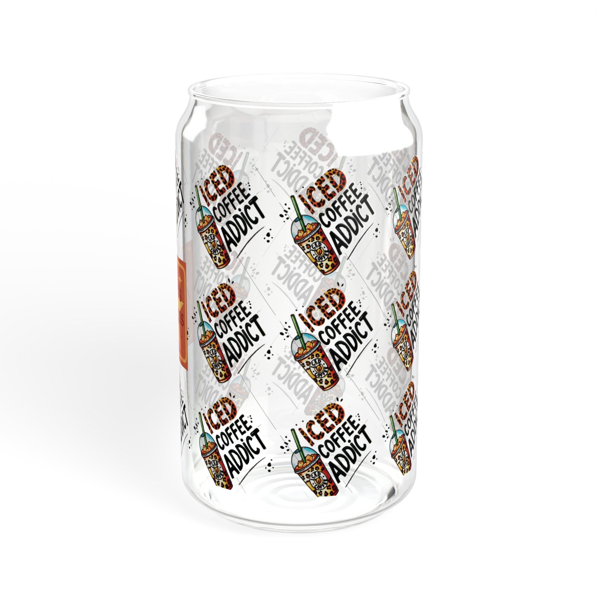 Iced Coffee Addict 16oz Glass Sipper with Bamboo Lid & Straw