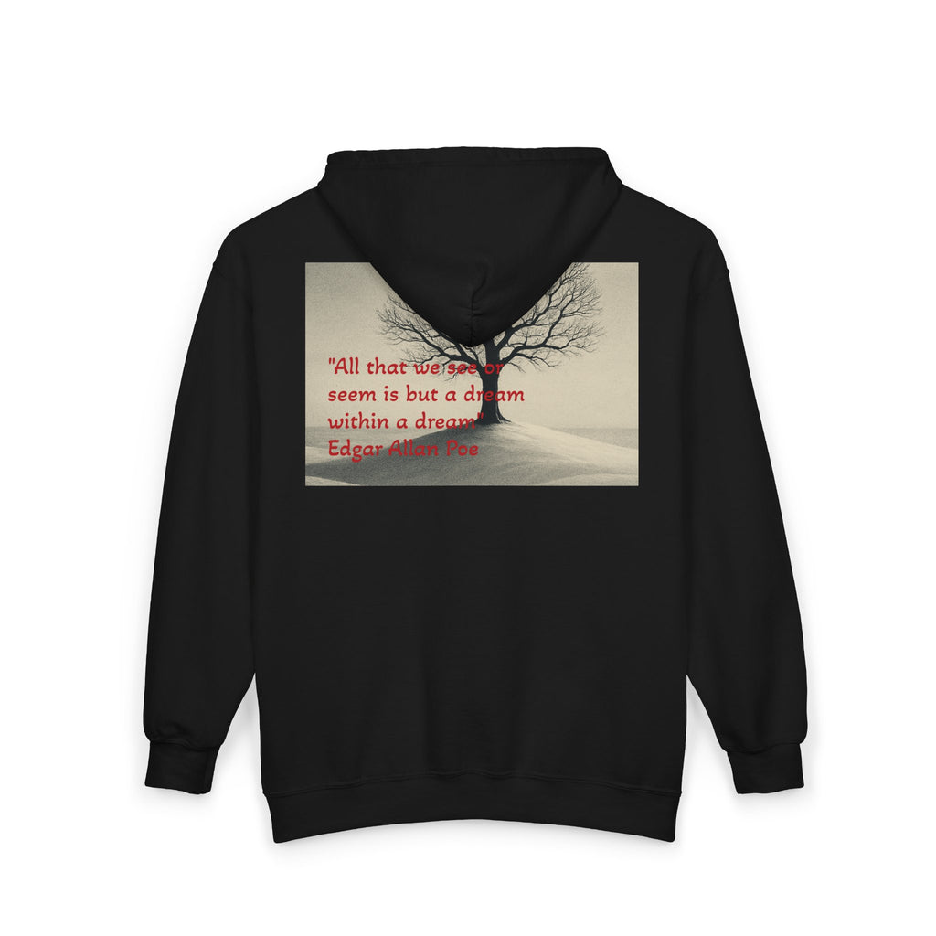 Edgar Allan Poe Zip Hoodie — 'All that we see...' Gothic Portrait Sweatshirt