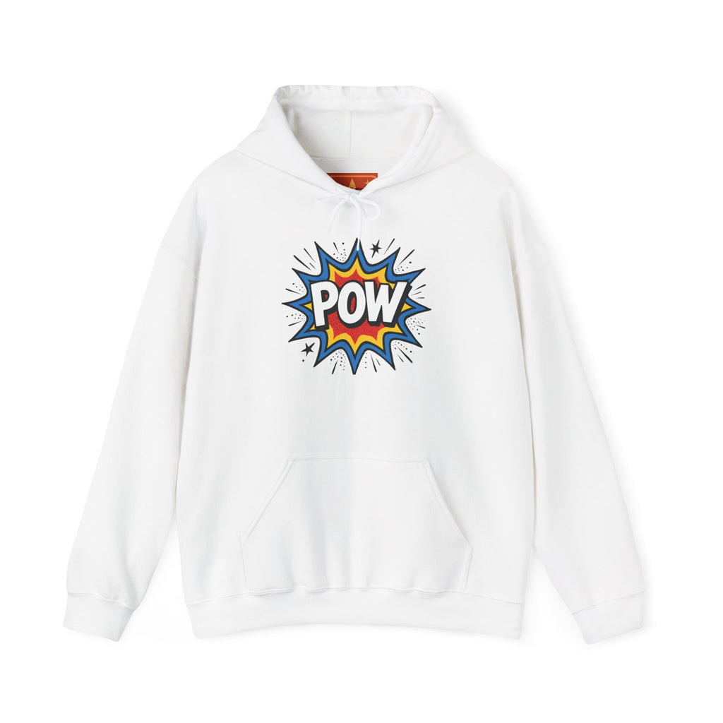 Caffeine Chaos Hoodie — "POW" Comic Front & "Run On: Caffeine, Chaos, Questionable Decisions" Back