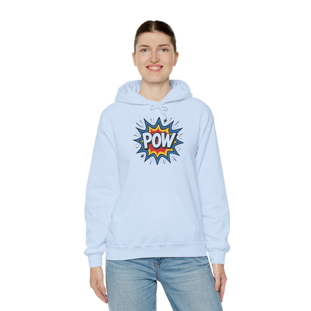 Caffeine Chaos Hoodie — "POW" Comic Front & "Run On: Caffeine, Chaos, Questionable Decisions" Back