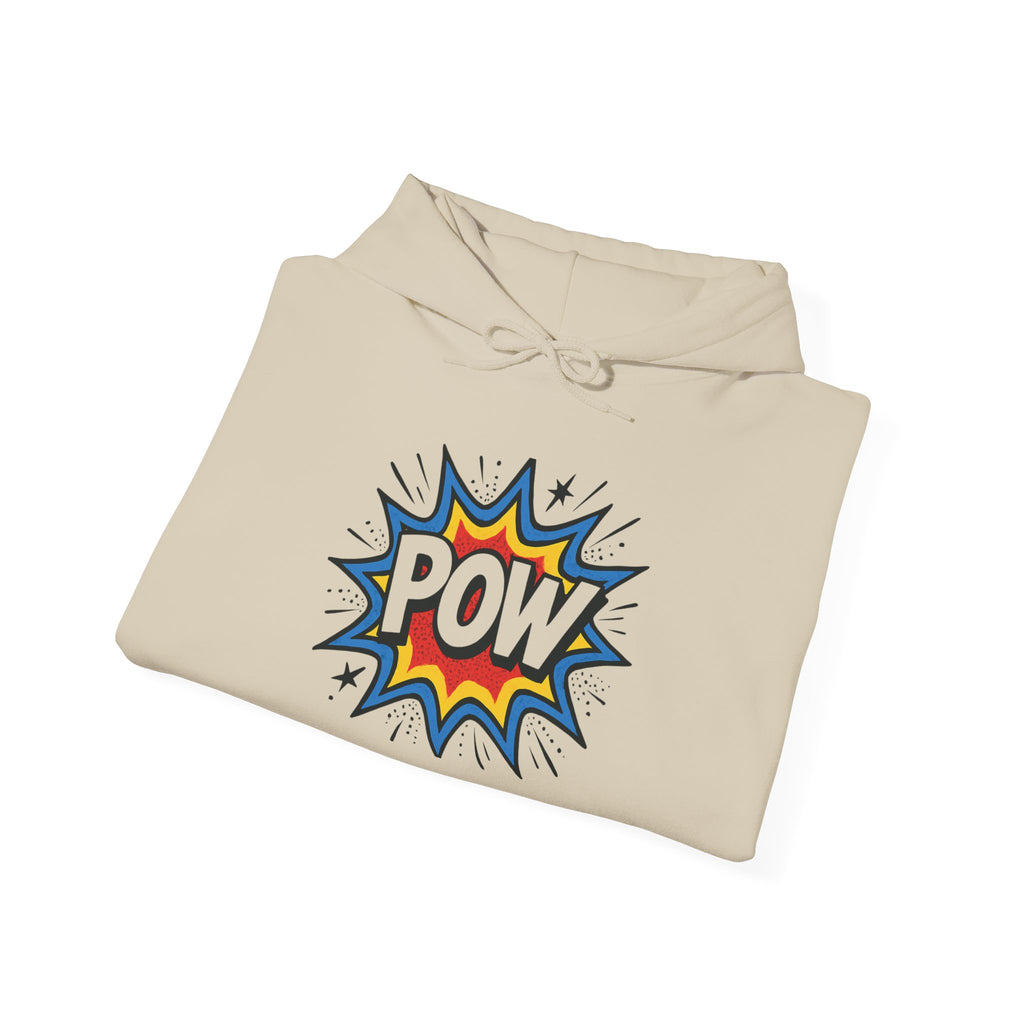 Caffeine Chaos Hoodie — "POW" Comic Front & "Run On: Caffeine, Chaos, Questionable Decisions" Back