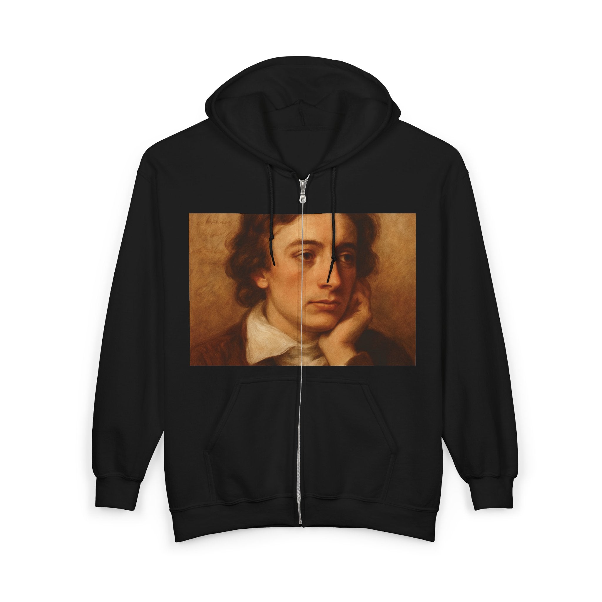 Hoodie — John Keats Portrait Zip-Up with Quote: “Beauty is Truth…”