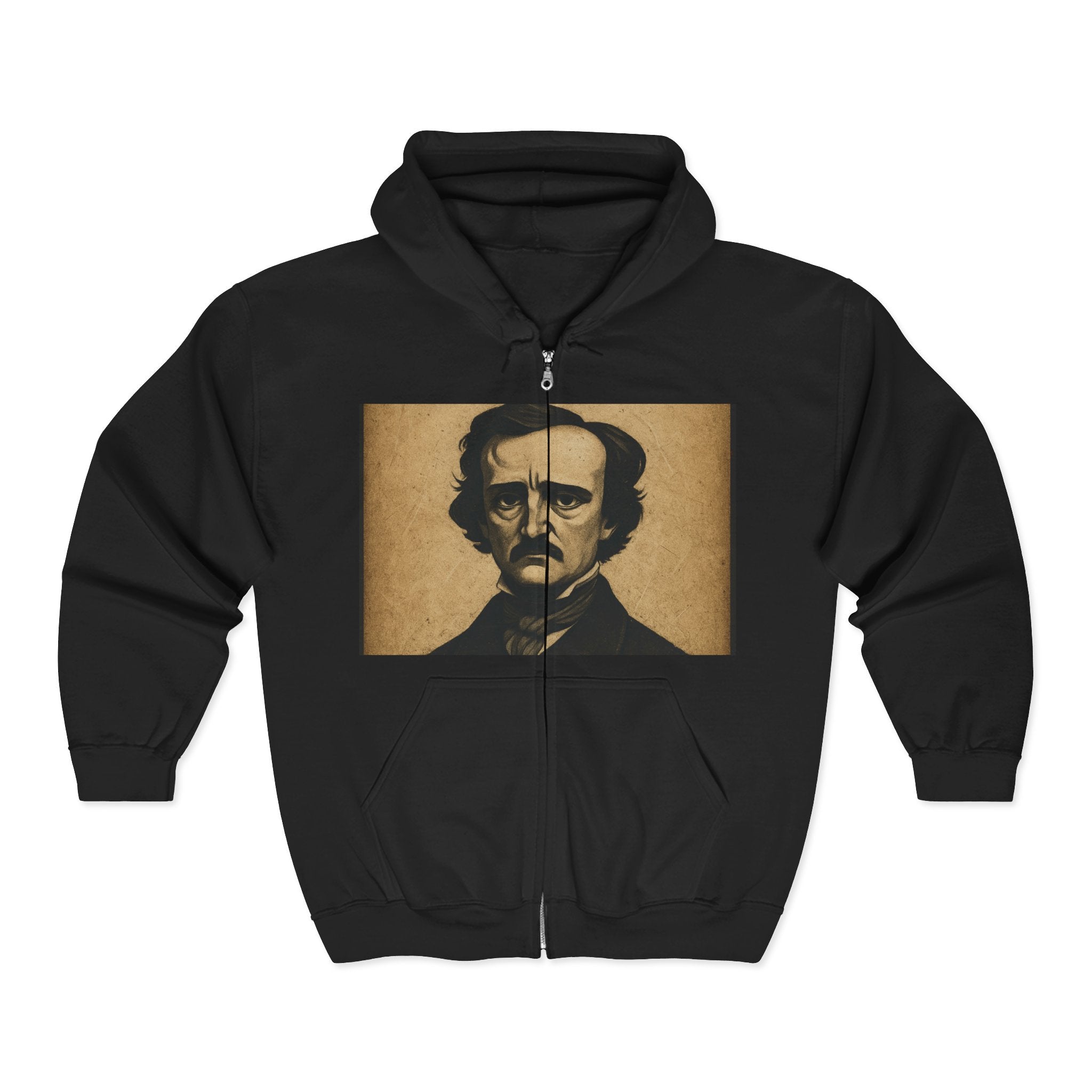 Edgar Allan Poe Zip Hoodie — 'All that we see...' Gothic Portrait Sweatshirt