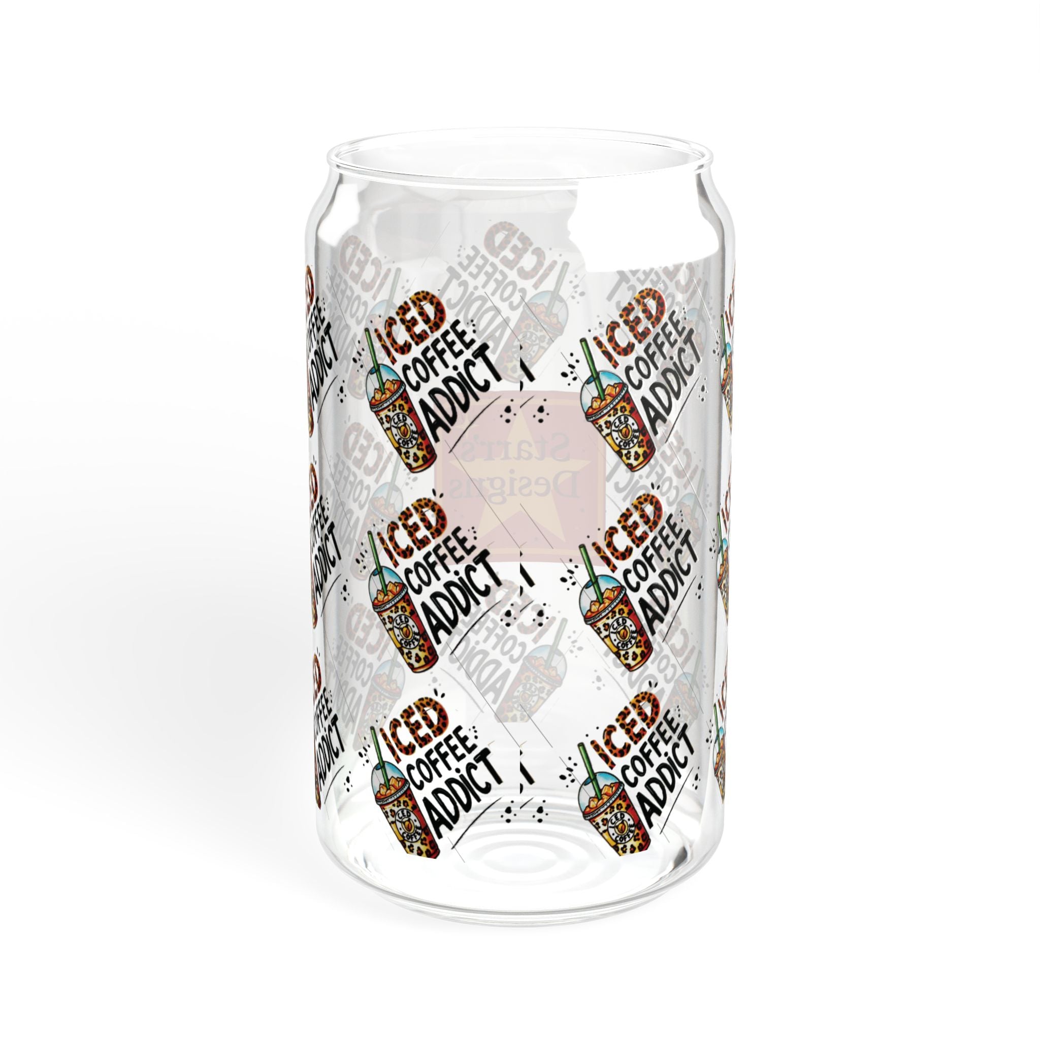 Iced Coffee Addict 16oz Glass Sipper with Bamboo Lid & Straw