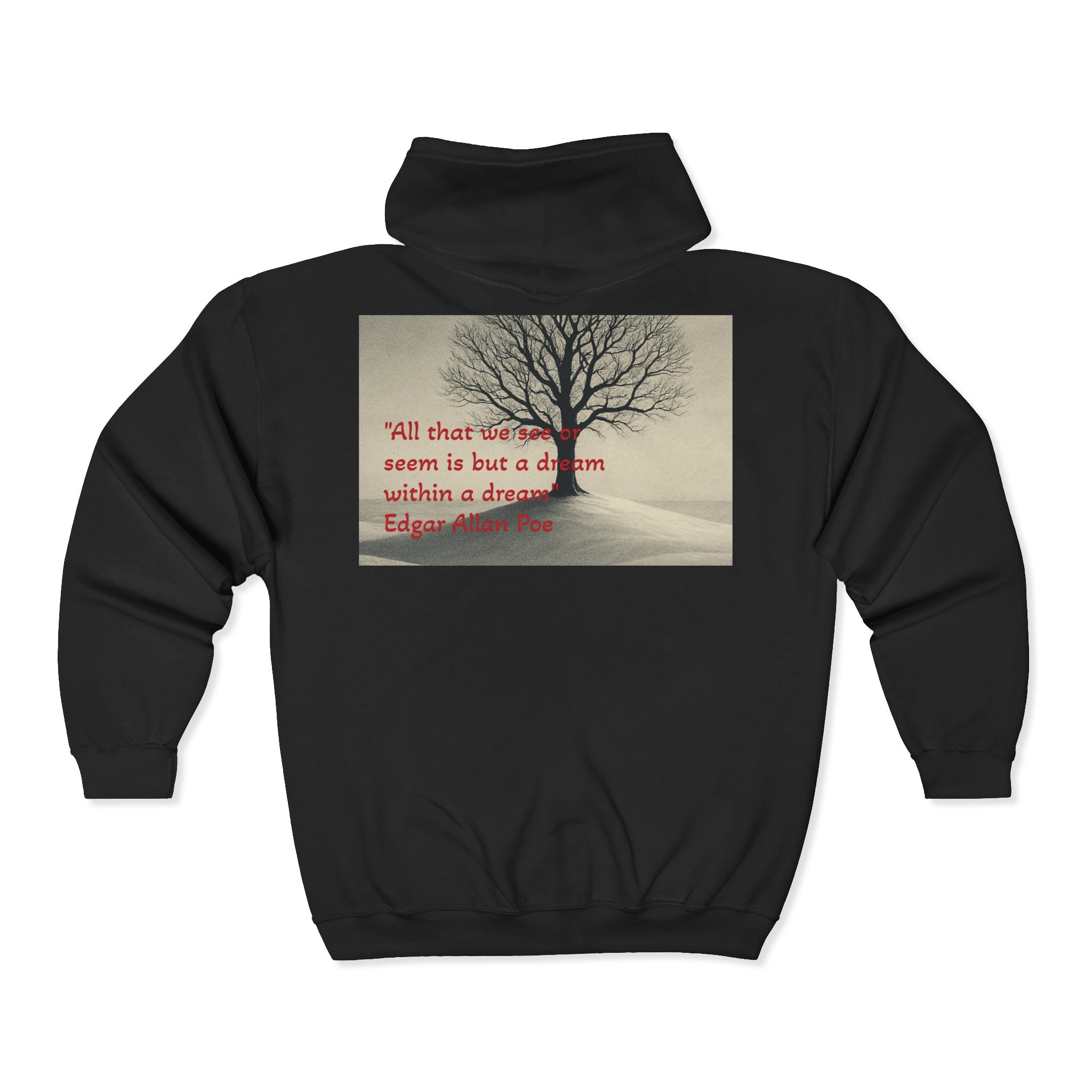 Edgar Allan Poe Zip Hoodie — 'All that we see...' Gothic Portrait Sweatshirt