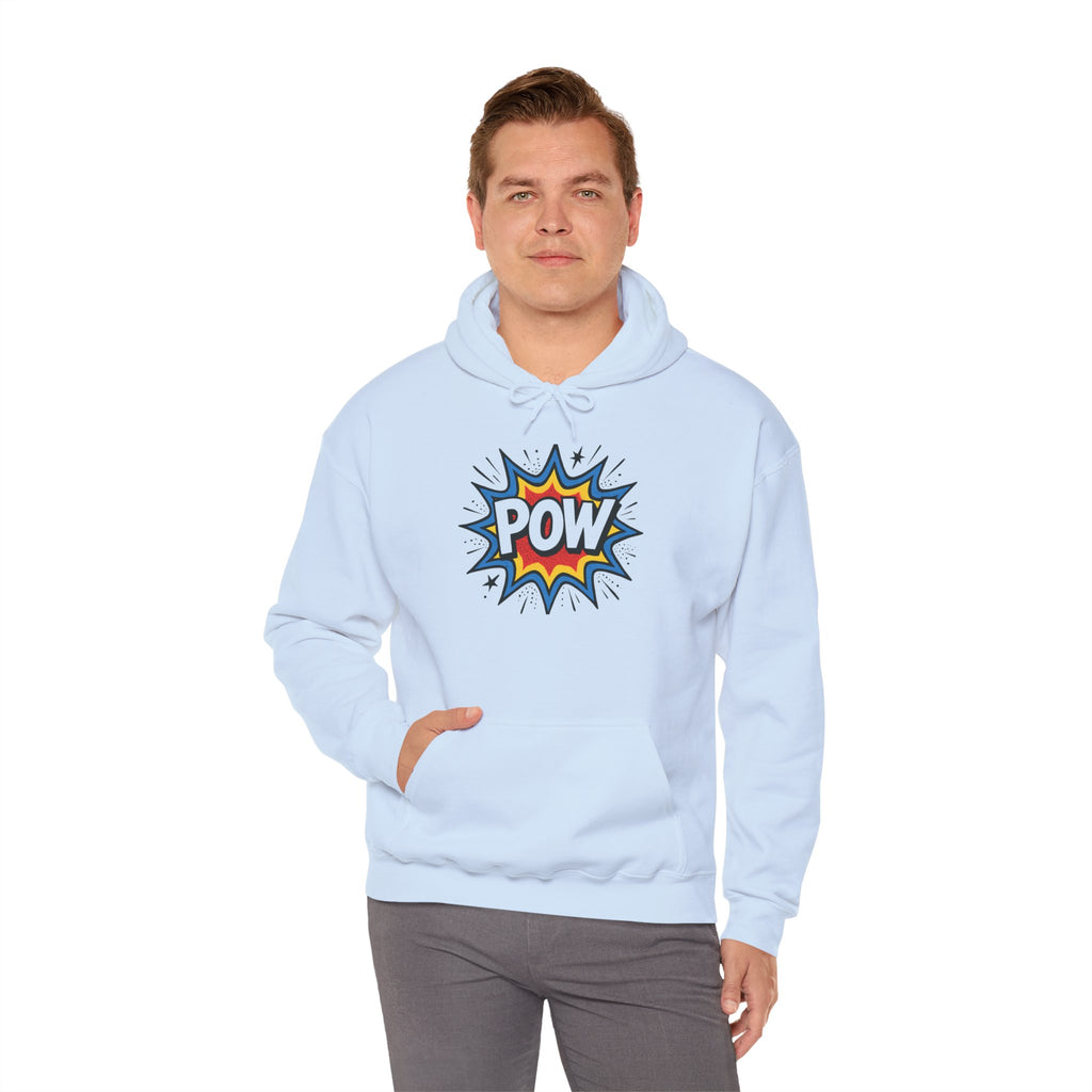Caffeine Chaos Hoodie — "POW" Comic Front & "Run On: Caffeine, Chaos, Questionable Decisions" Back