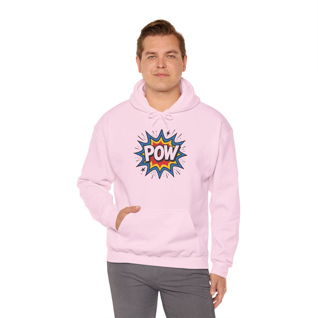 Caffeine Chaos Hoodie — "POW" Comic Front & "Run On: Caffeine, Chaos, Questionable Decisions" Back
