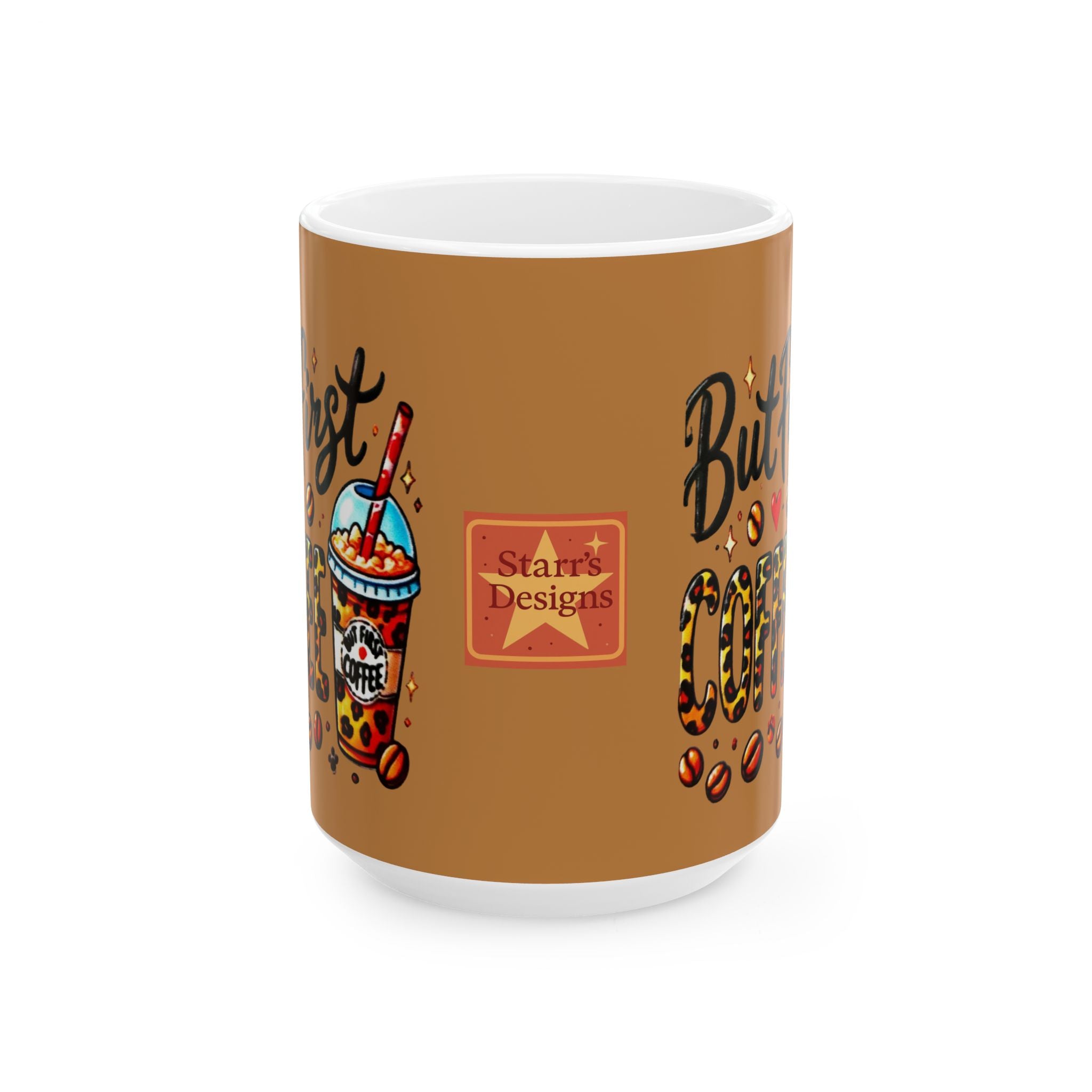 Coffee Mug - 'But First Coffee' Leopard Print Design (11oz/15oz)