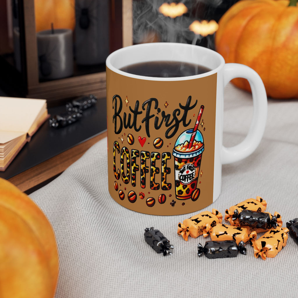 Coffee Mug - 'But First Coffee' Leopard Print Design (11oz/15oz)