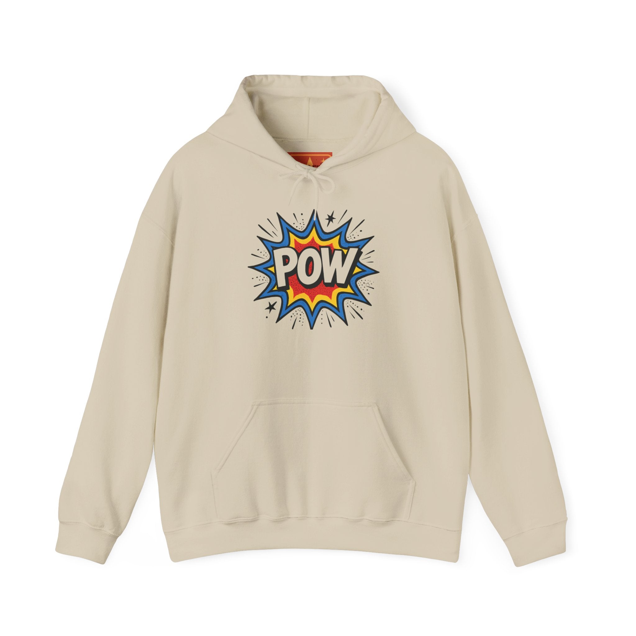 Caffeine Chaos Hoodie — "POW" Comic Front & "Run On: Caffeine, Chaos, Questionable Decisions" Back