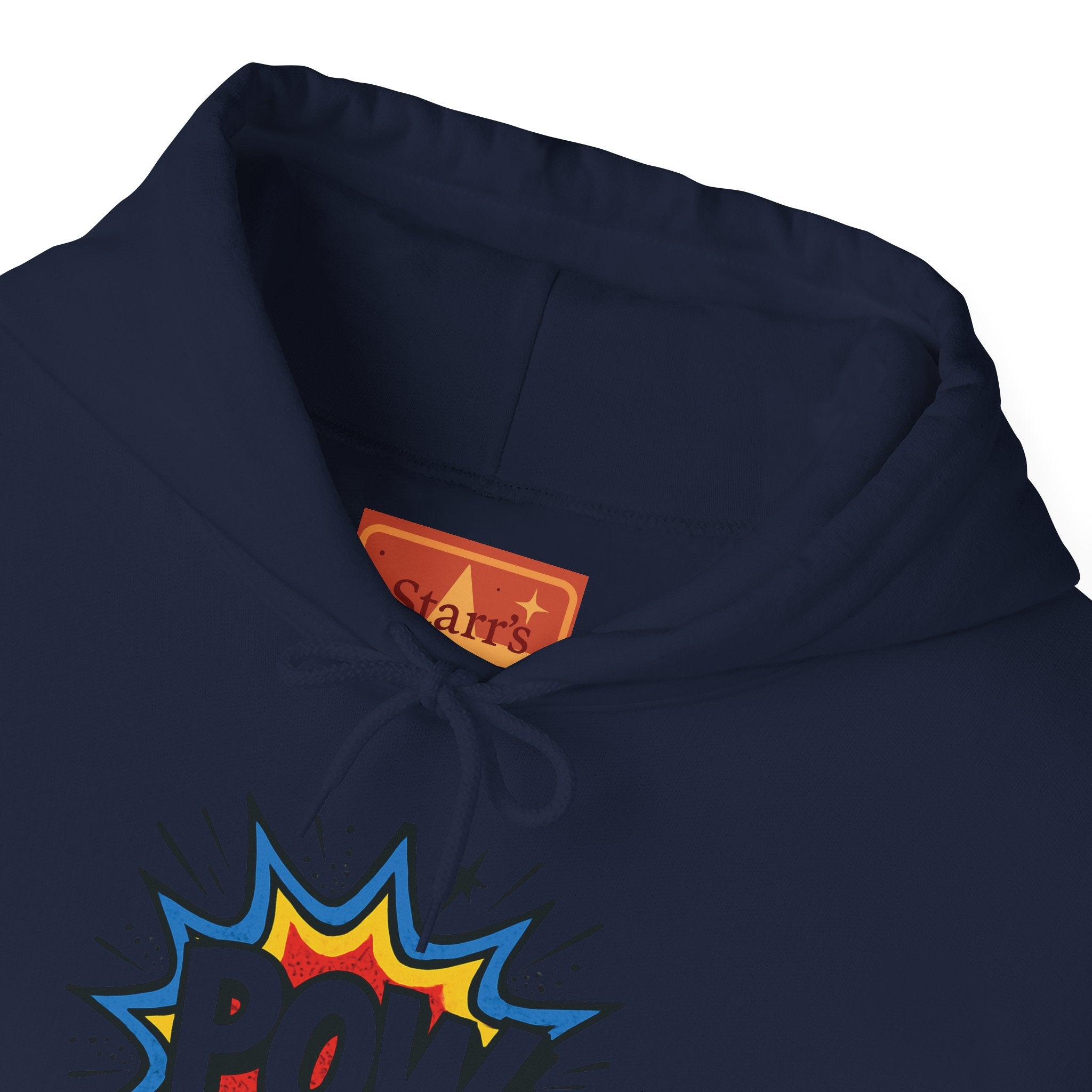 Caffeine Chaos Hoodie — "POW" Comic Front & "Run On: Caffeine, Chaos, Questionable Decisions" Back