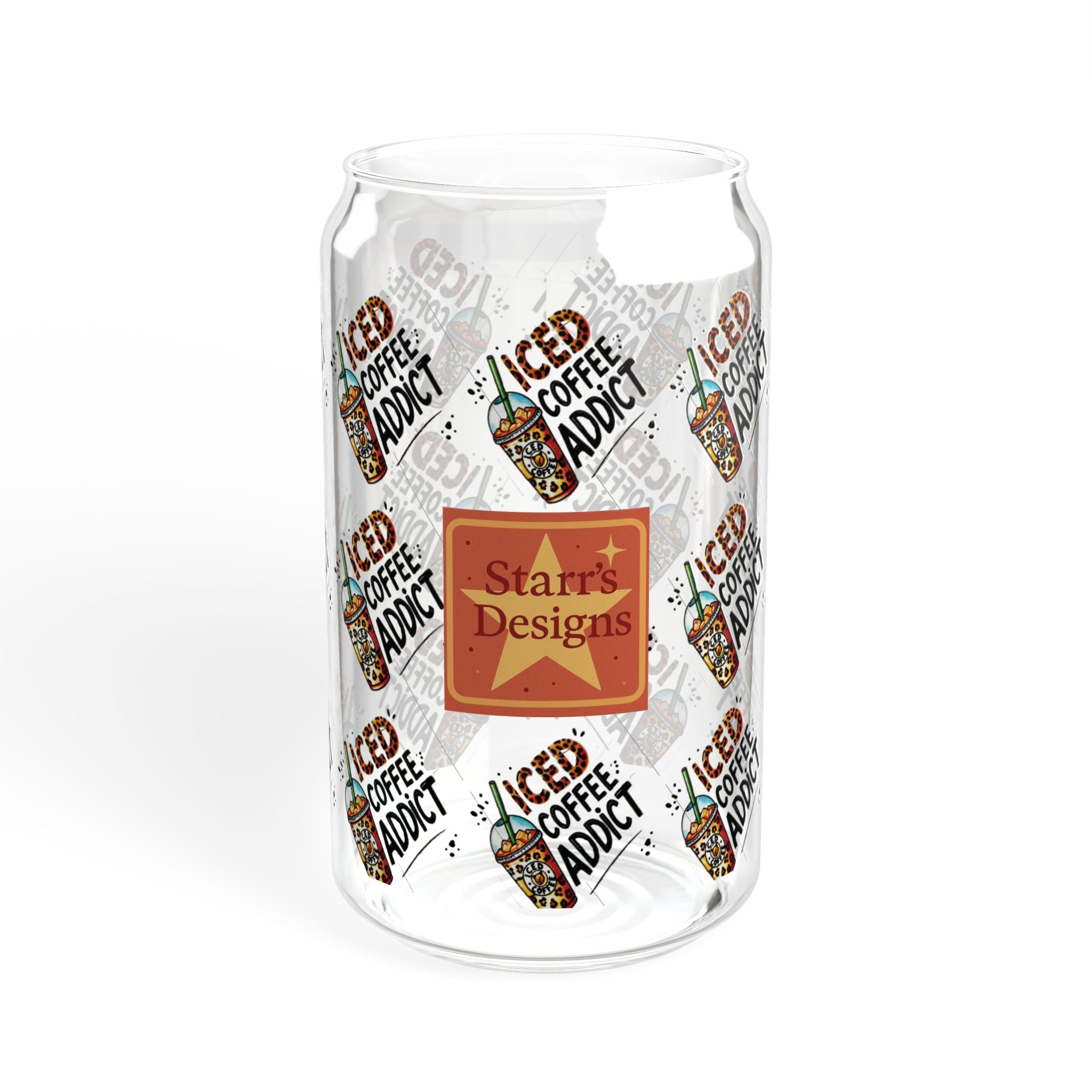 Iced Coffee Addict 16oz Glass Sipper with Bamboo Lid & Straw